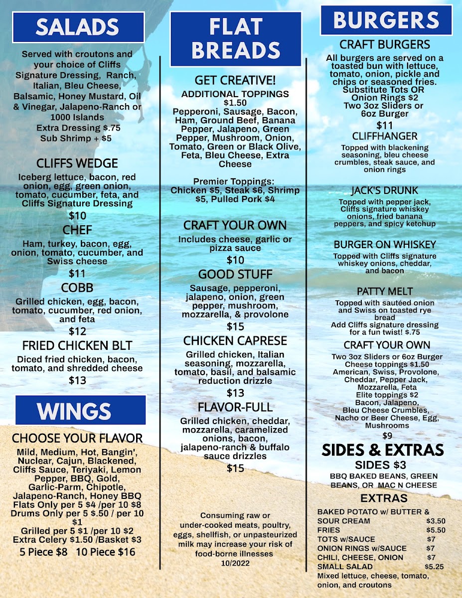 Cliffs Bar & Grill Menu - Image 2