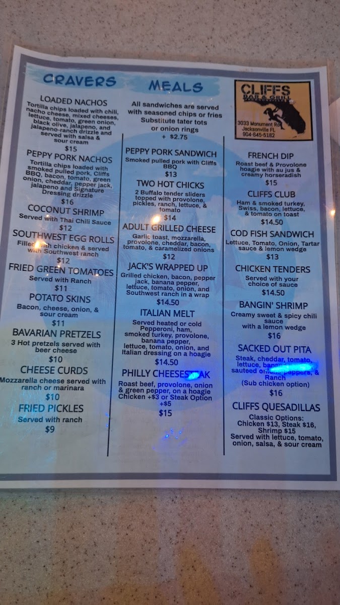 Cliffs Bar & Grill Menu - Image 3