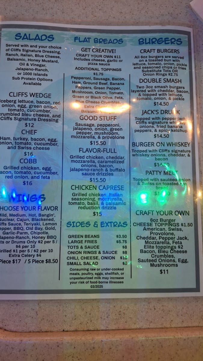 Cliffs Bar & Grill Menu - Image 5